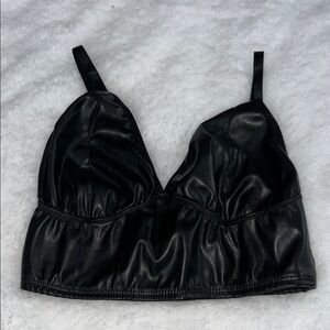 Black Faux Leather Top